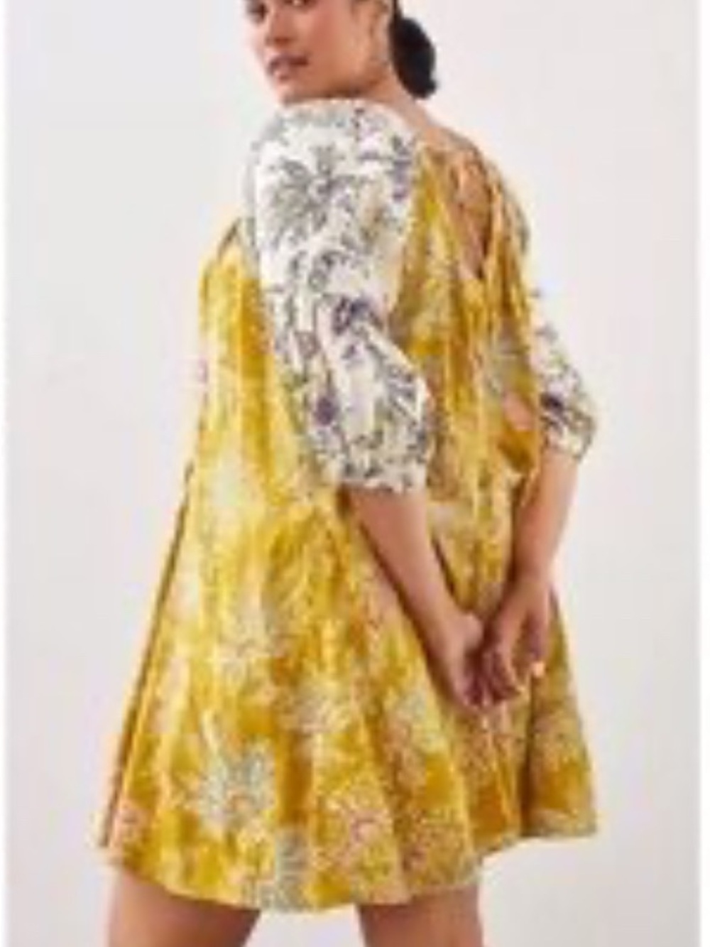 Anthropologie Yellow Floral Swing Dress
